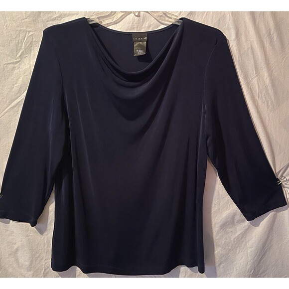 CITIKNITS Slinky Navy Blue Travelers Style Pullover Top Women's Size XL - Picture 1 of 8